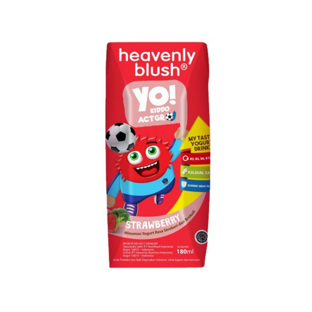 Heavenly Blush - Yo Kiddo ActiGro Strawberry Broccoli 180Ml (24/Carton)