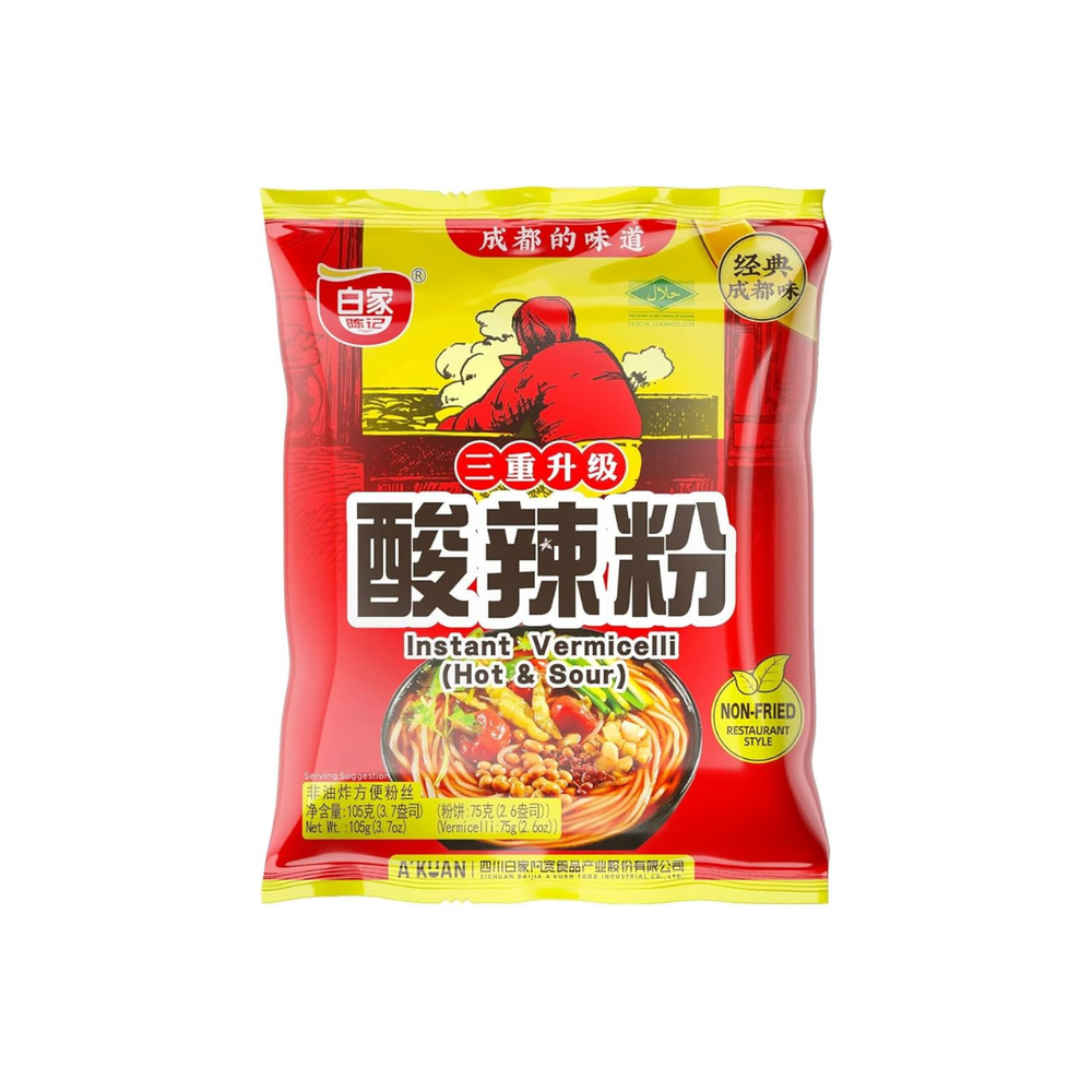 A'kuan - Bihun Instan Rasa Pedas & Asam Bags 105Gr (20/Carton)