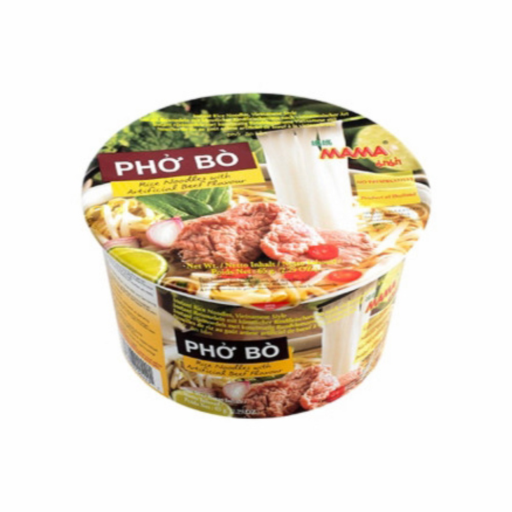 MAMA - Pho Bo Rice Noodle Beef Flavour (Bowl) 65Gr (24/Carton)