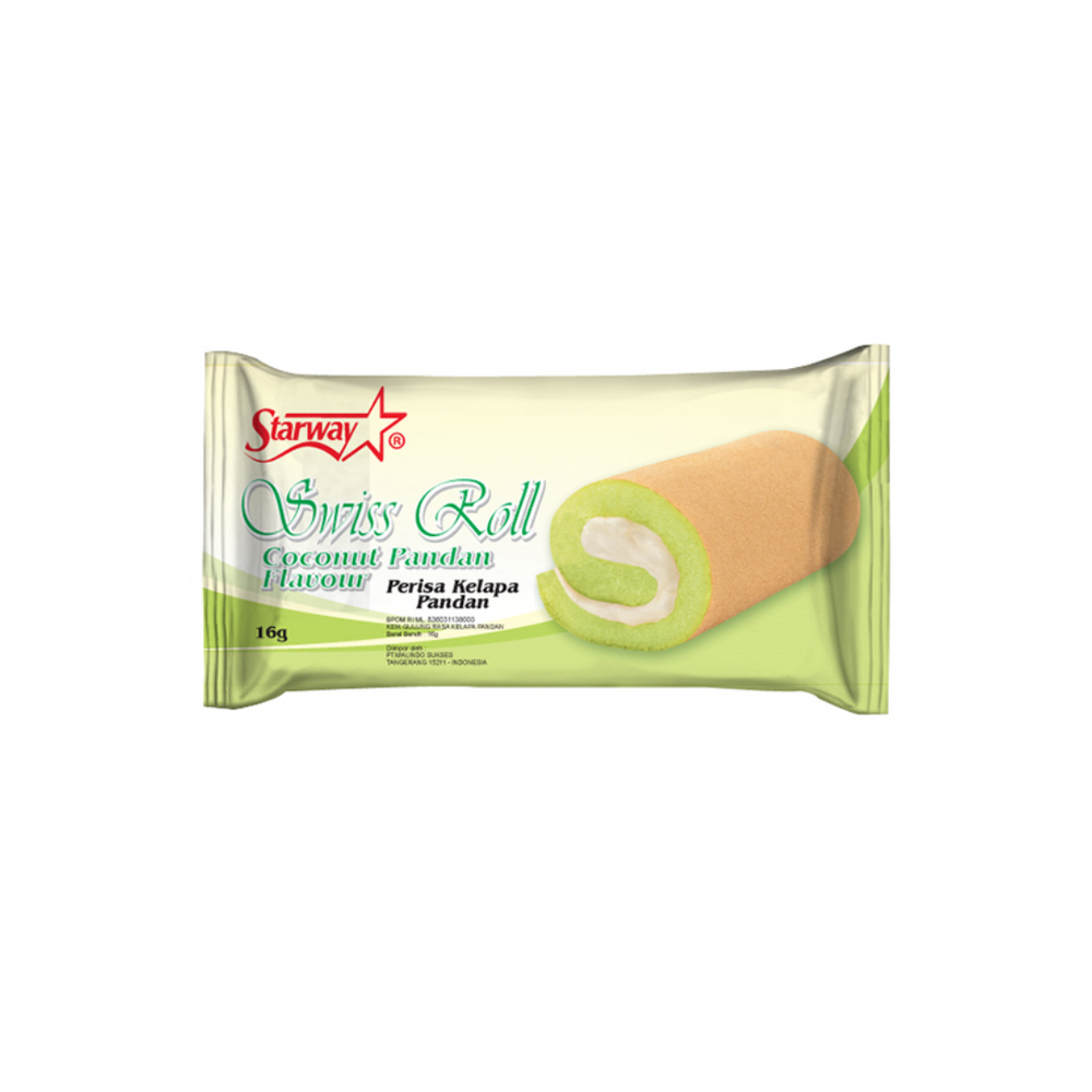 Starway - Swiss Roll Coconut Pandan 16Gr (22/Carton)