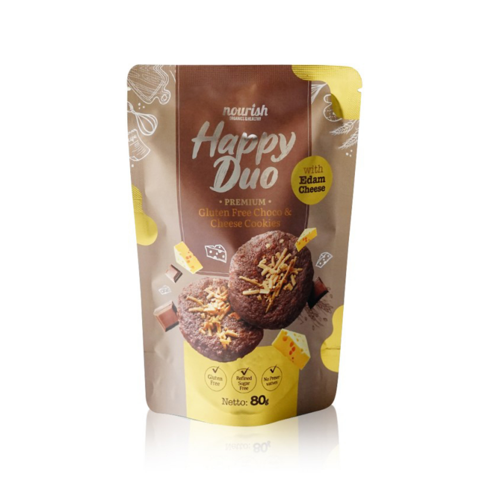 Nourish - Happy Duo Choco Cheese Cookies with Edam Cheese 80Gr (24/Carton)