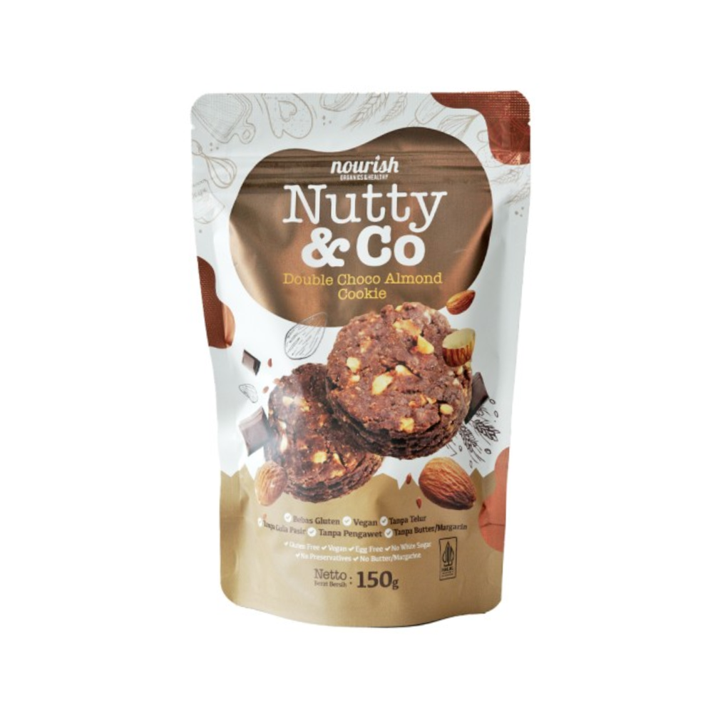 Nourish - Nutty & Co (Double Choco Almond Cookie) Vegan 150 Gr (24/Carton)