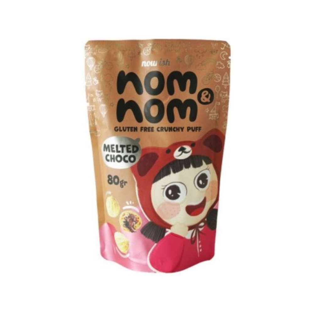 Nourish - Nom Nom Crunchy Puff Melted Choco Soes Kering Coklat 80Gr (24/Carton)