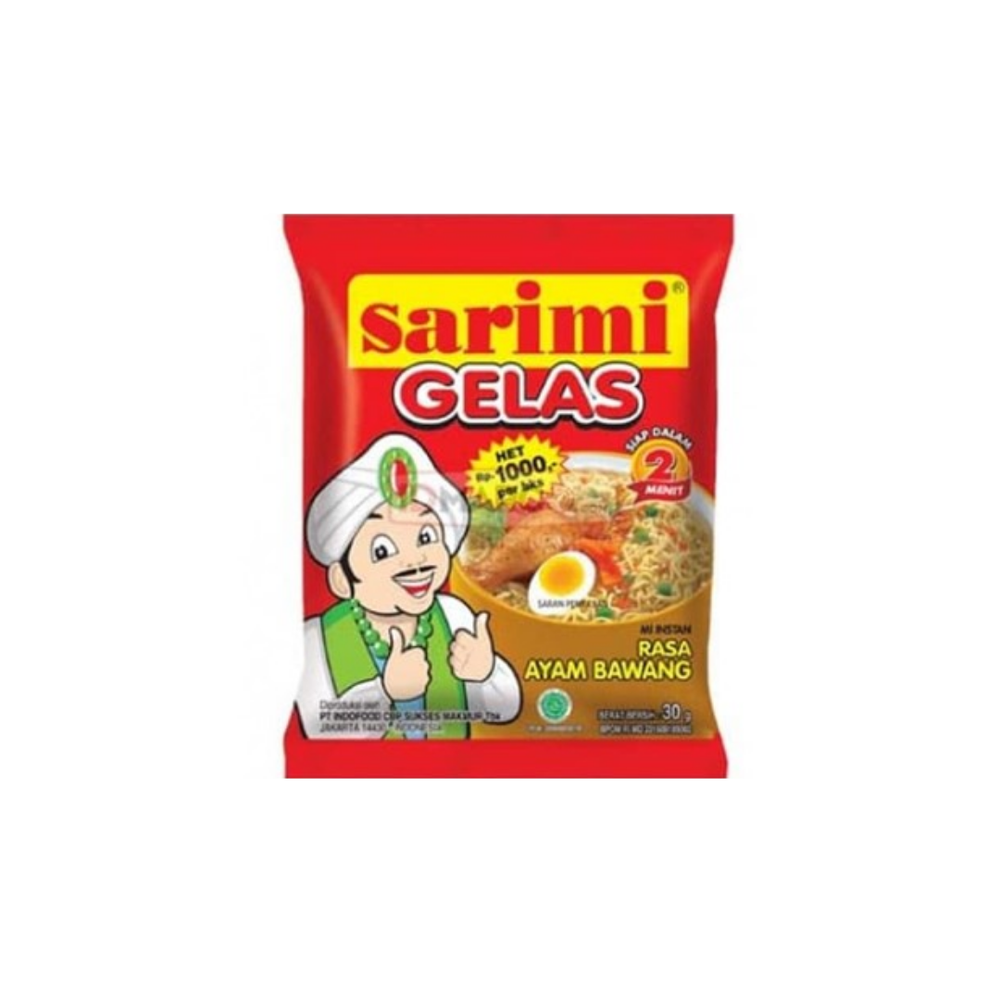 Sarimi - Gelas Rasa Ayam Bawang 30Gr (12/Carton) โ Tasty Snack Indonesia