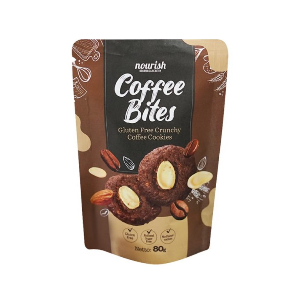 Nourish - Coffee Bites Coffee Cookies with Almond 80Gr (24/Carton)