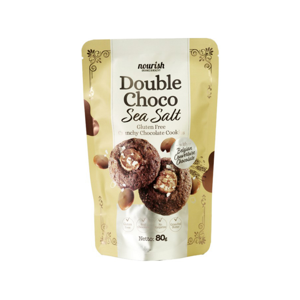 Nourish - Double Choco Sea Salt Cookies 80Gr (24/Carton)
