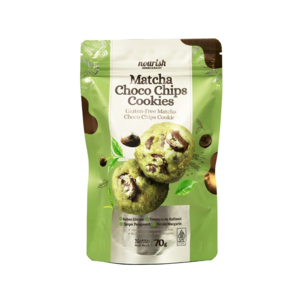 Nourish - Matcha Choco Chips Cookies Matcha Cookies 70Gr (24/Carton)