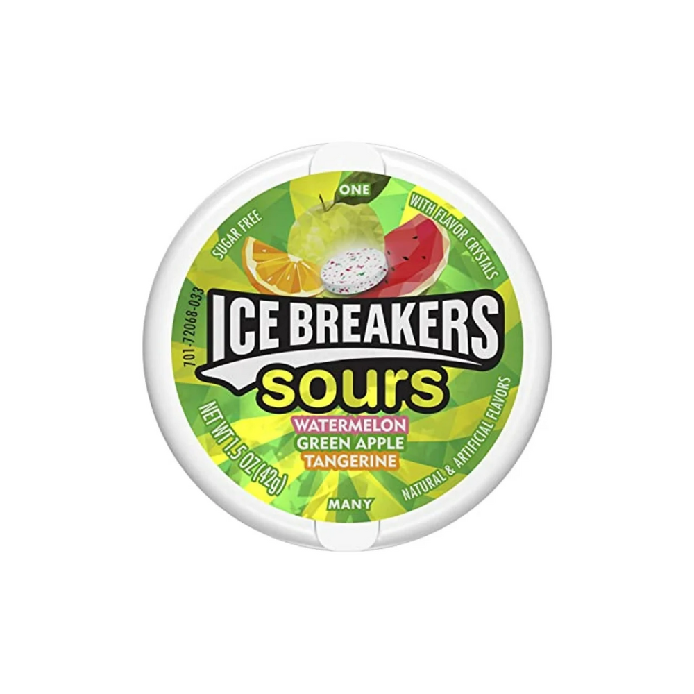 Ice Breakers - Sours Green Apple, Tangerine & Watermelon 1.5Oz (8/Carton)