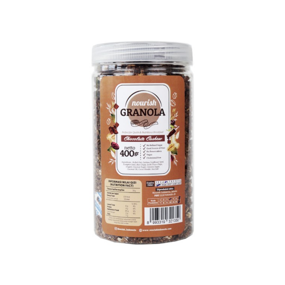 Nourish - Granola Chocolate Cashew (mede) 400Gr (24/Carton)
