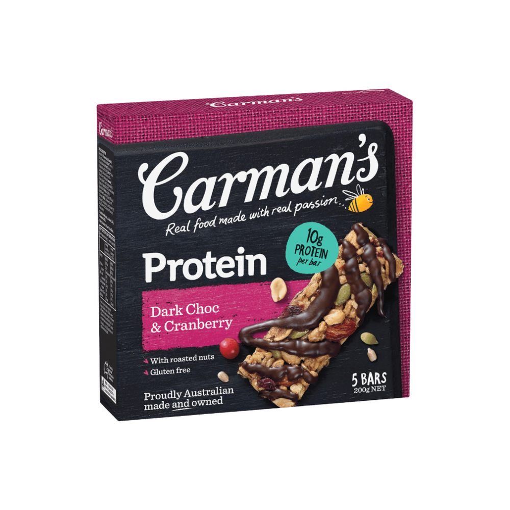 Carmans - Dark Chocolate Cranberry Protein Bar 200Gr (6/Carton)