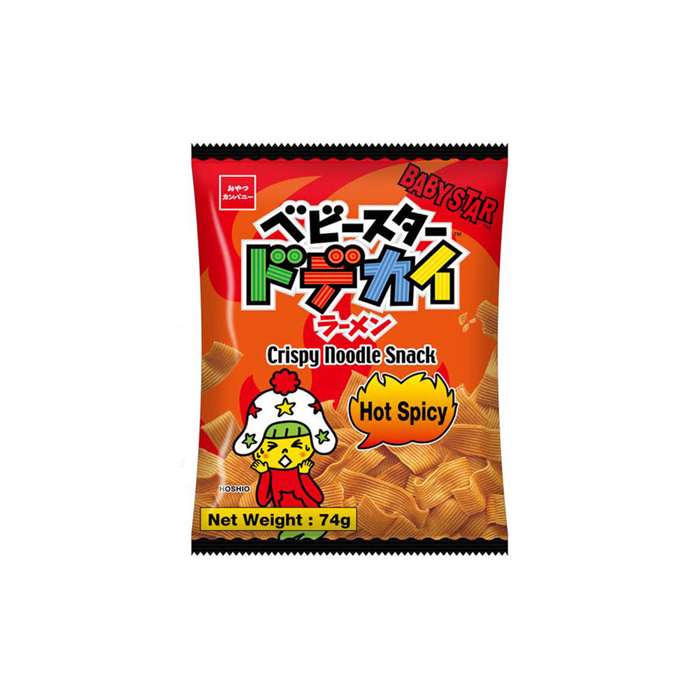 Baby Star Crispy Wide Noodle Snack Hot Spicy Flavour 74 Gr (12/Carton)