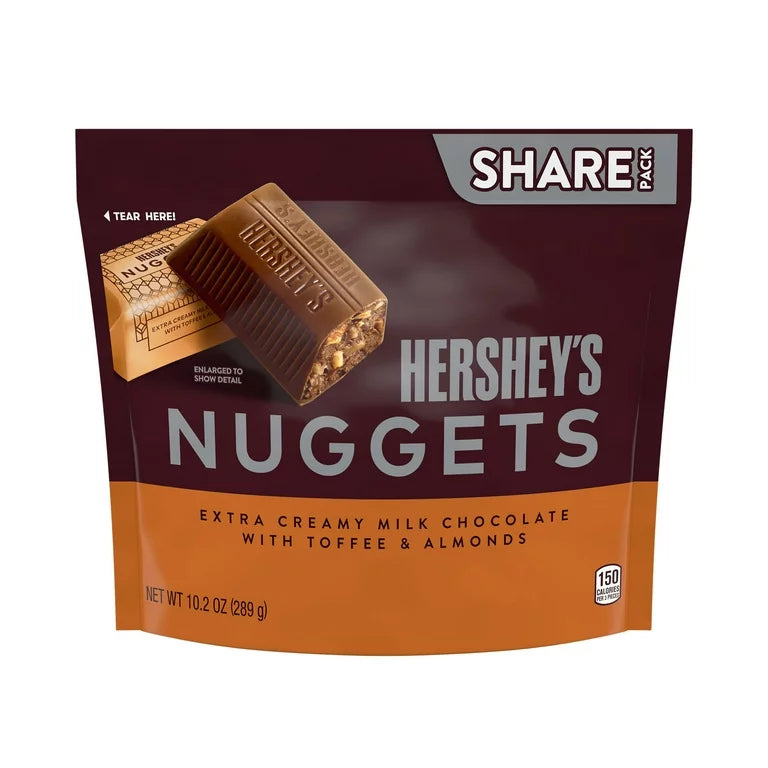Hersheys Nuggets Milk Chocolate with Almond 10.2 oz (12/carton)