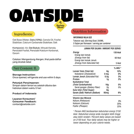 Oatside - Mini Oat Milk Barista Blend 1000Ml (24/Carton)