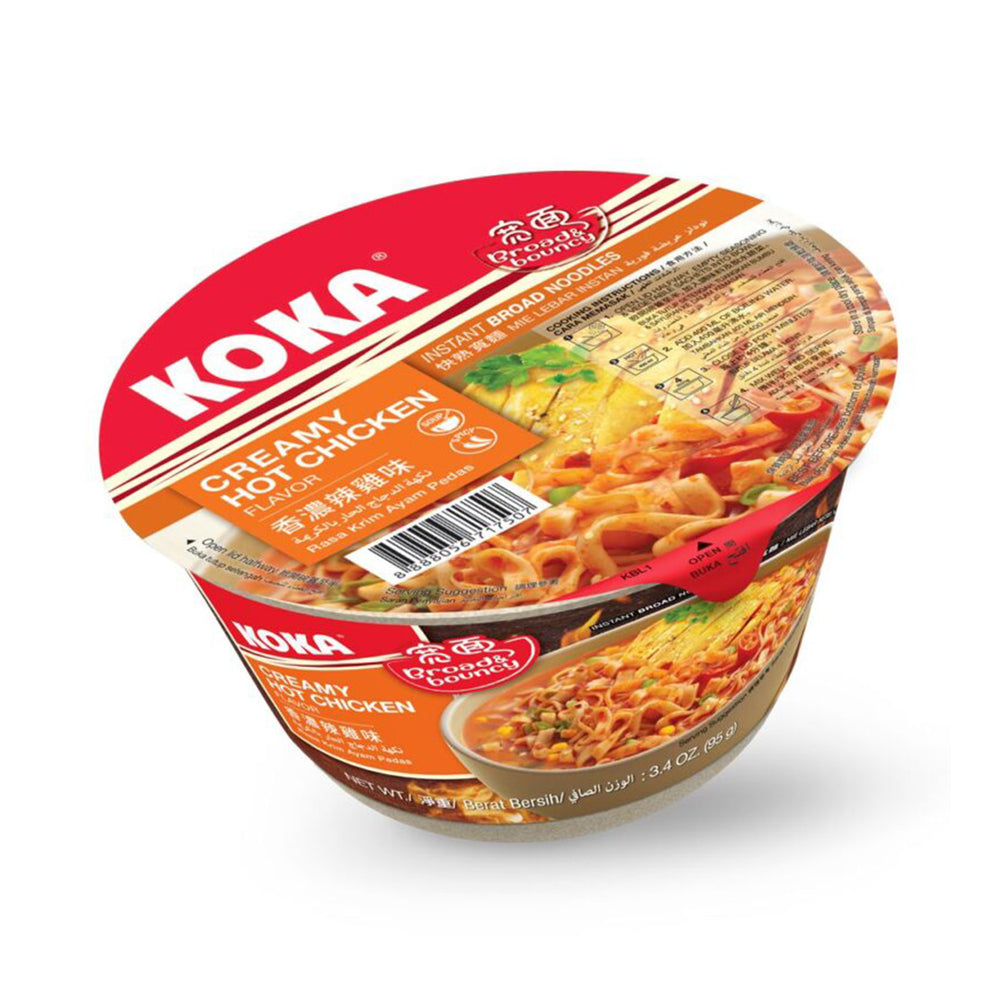 Koka Spicy Broad Noodles Creamy Hot Chicken 95Gr (12/Carton)