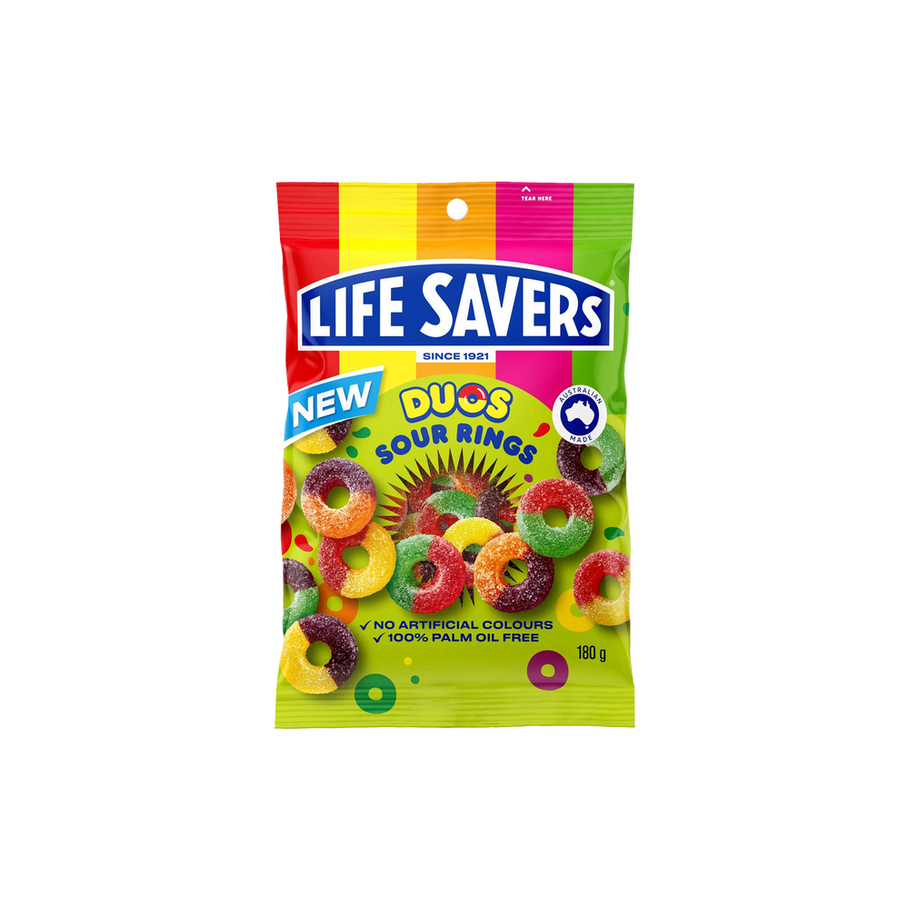 
            
                Load image into Gallery viewer, Life Savers - Duos Sour Rings (180g)
            
        