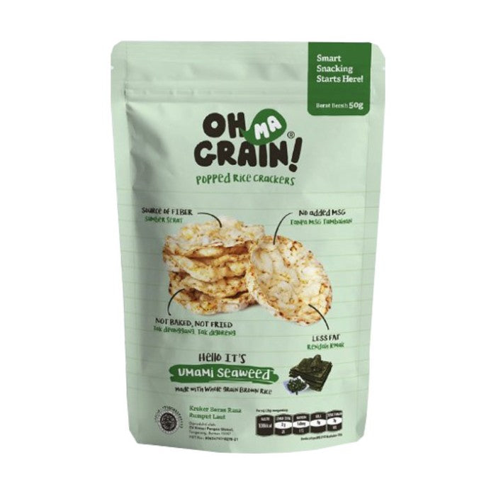 Oh Ma Grain! - Popped Rice Crackers Seaweed 50Gr (24/carton)