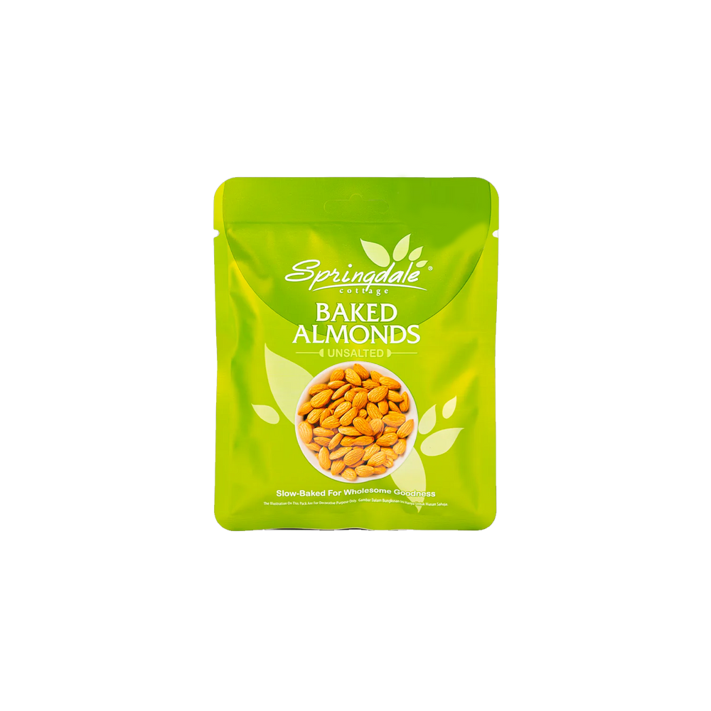 
            
                Load image into Gallery viewer, Springdale - Baked Almonds Unsalted (60g) - Front
            
        
