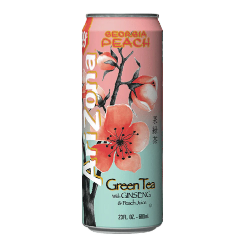 Arizona Green Tea With Ginseng & Peach Juice 23 Fl Oz (24/Carton)
