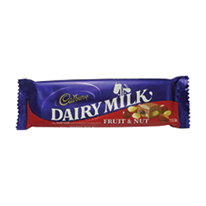Cadbury Chocolate Dairy Milk Fruit & Nut Pck 62Gr (24/Box)
