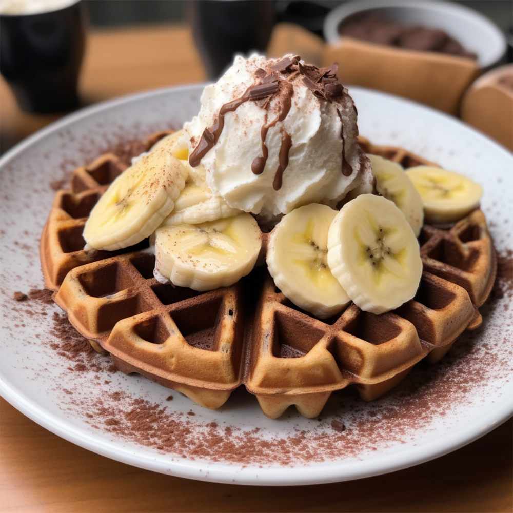 BELGIAN WAFFLE WITH ICE CREAM