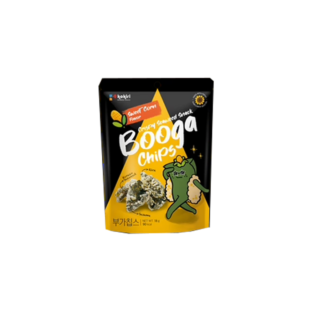 
            
                Load image into Gallery viewer, Booga Chips - Sweet Corn Crispy Seaweed (18g) - Front
            
        
